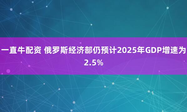 一直牛配资 俄罗斯经济部仍预计2025年GDP增速为2.5%